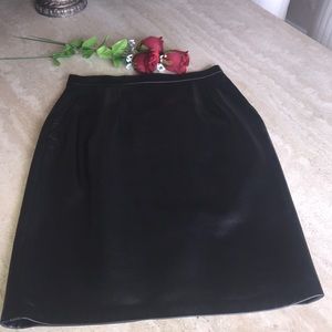 Vintage Anne Klein ll Black Leather Skirt